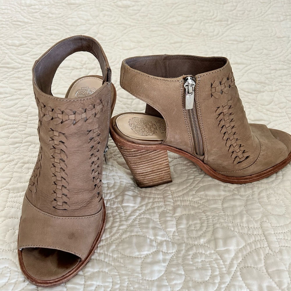 Vince Camuto Tan Peep-Toe Heeled Sandals
